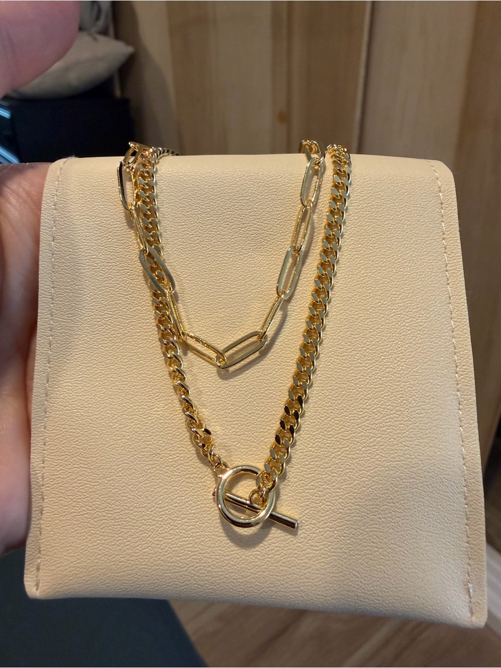 Gold Layered Toggle Chain Necklace - Women Jewelry
